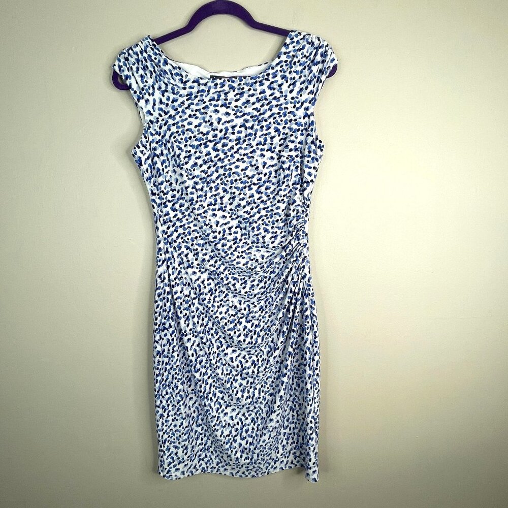 Ralph Lauren LRL Sheath Dress Womens 8 Polka Dot Knit Pullover Career Wedding